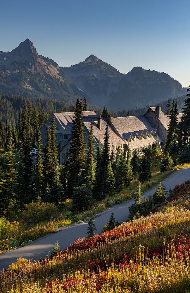 Fall color at the Paradise Inn in Mount Rainier National Park-Washington State-USA